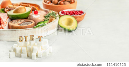 Diet sugar unhealthy nutrition, obesity, diabetes, dental care, healthy concept, Choosing between healthy or unhealthy food Diet sugar unhealthy nutrition, obesity, diabetes, dental care, healthy concept, Choosing between healthy or unhealthy food 111410523