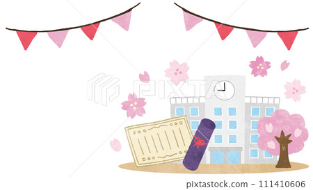 Illustration frame material inspired by spring, cherry blossom season, and graduation 111410606