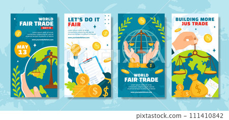 Fair Trade Day Social Media Stories Flat Cartoon Hand Drawn Templates Background Illustration Fair Trade Day Social Media Stories Flat Cartoon Hand Drawn Templates Background Illustration 111410842