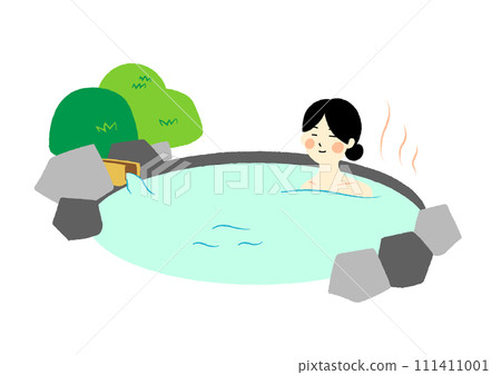 A woman taking an open-air bath 111411001