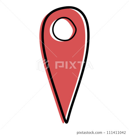 Red Map Location doodle icon. Vector Color Linear Pointer or Mark, Isolated on white. Hand drawn Travel symbol for Navigation. Design Graphic art for Logotype, Card, Mobile App, Creative Localization. Red Map Location doodle icon. Vector Color Linear Pointer or Mark, Isolated on white. Hand drawn Travel symbol for Navigation. Design Graphic art for Logotype, Card, Mobile App, Creative Localization. 111411042