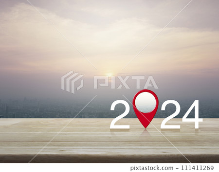 Happy new year 2024 map pointer navigation concept Happy new year 2024 map pointer navigation concept 111411269