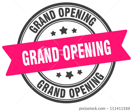grand opening stamp. grand opening label on transparent background. round sign 111411589