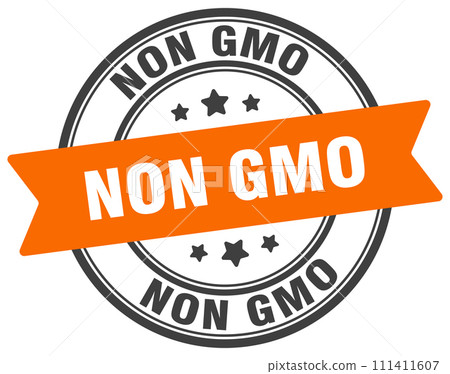 non gmo stamp. non gmo label on transparent background. round sign 111411607