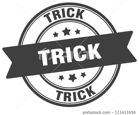 trick stamp. trick label on transparent background. round sign 111411656