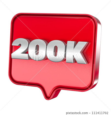 Follower 200k red sticker on white background 111411702