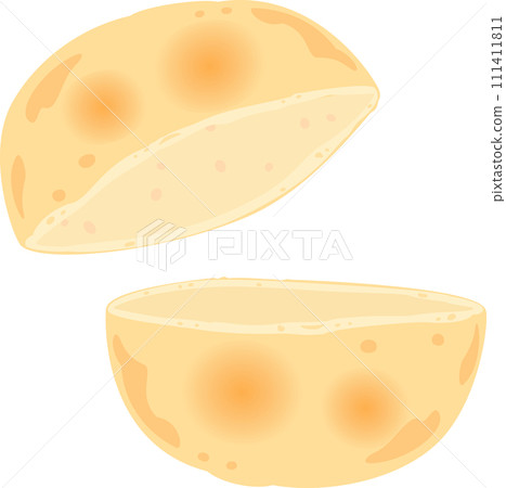 皮塔餅麵包切成兩半 皮塔餅麵包切成兩半 111411811