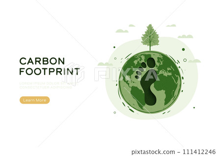 CO2 Carbon Footprint icon. Ecology and environment sustainable development concept design. Paper cut vector illustration. 111412246