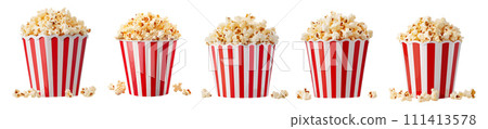 Popcorn tub vector set isolated on white background Popcorn tub vector set isolated on white background 111413578