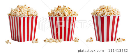 Popcorn tub vector set isolated on white background 111413582