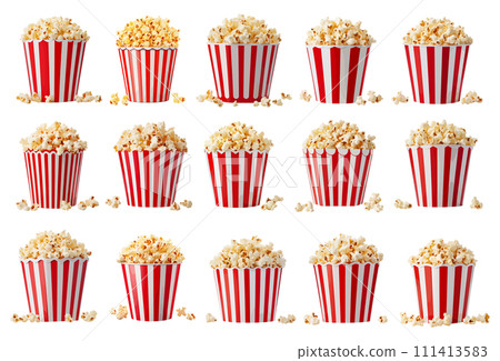 Popcorn tub vector set isolated on white background Popcorn tub vector set isolated on white background 111413583