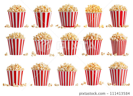 Popcorn tub vector set isolated on white background 111413584