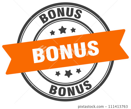 bonus stamp. bonus label on transparent background. round sign 111413763