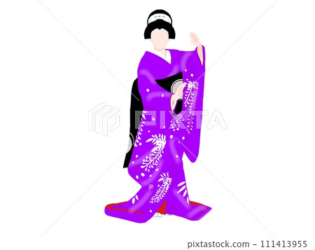 穿著紫色和服跳舞的女人 穿著紫色和服跳舞的女人 111413955