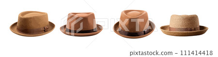 Pork pie fedora hat vector set isolated on white background Pork pie fedora hat vector set isolated on white background 111414418