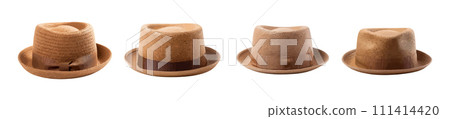 Pork pie fedora hat vector set isolated on white background Pork pie fedora hat vector set isolated on white background 111414420