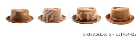 Pork pie fedora hat vector set isolated on white background 111414422