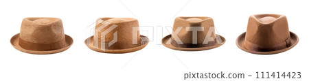 Pork pie fedora hat vector set isolated on white background Pork pie fedora hat vector set isolated on white background 111414423