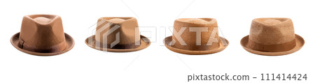 Pork pie fedora hat vector set isolated on white background Pork pie fedora hat vector set isolated on white background 111414424