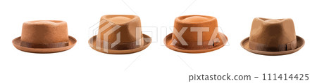 Pork pie fedora hat vector set isolated on white background Pork pie fedora hat vector set isolated on white background 111414425