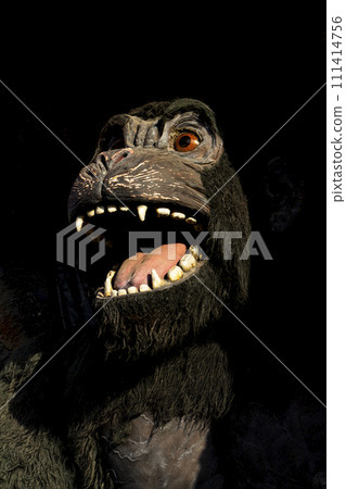 Gorilla monster. Scary and angry gorilla with big jaws and evil eyes. Puppets, toys and statues Gorilla monster. Scary and angry gorilla with big jaws and evil eyes. Puppets, toys and statues 111414756