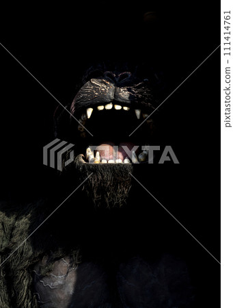 Gorilla monster. Scary and angry gorilla with big jaws and evil eyes. Puppets, toys and statues Gorilla monster. Scary and angry gorilla with big jaws and evil eyes. Puppets, toys and statues 111414761
