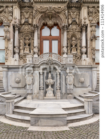 White marble engravings mediating staircase of Ihlamur Pavilion, located in Nisantasi, Istanbul, Turkey White marble engravings mediating staircase of Ihlamur Pavilion, located in Nisantasi, Istanbul, Turkey 111414906