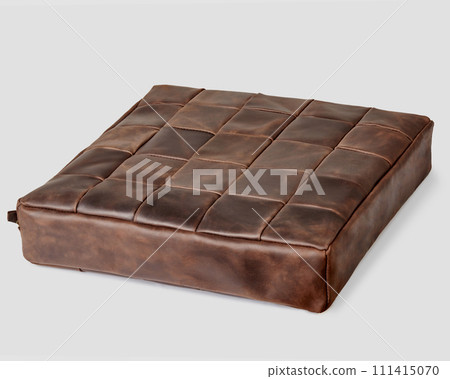 Decorative soft seat cushion made of brown leather patches 111415070