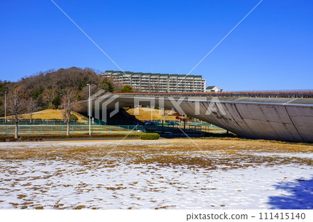 白雪皚皚的稻城中央公園鯨橋(東京都稻城市) 白雪皚皚的稻城中央公園鯨橋(東京都稻城市) 111415140