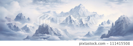 Tranquil mountains covered with snow: calm winter landscape 111415508