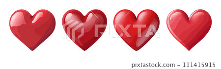 Red heart 3d vector set isolated on white background 111415915