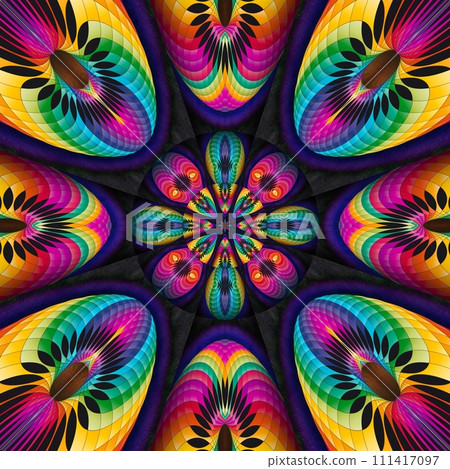 3D render plastic fractal background kaleidoscope 111417097