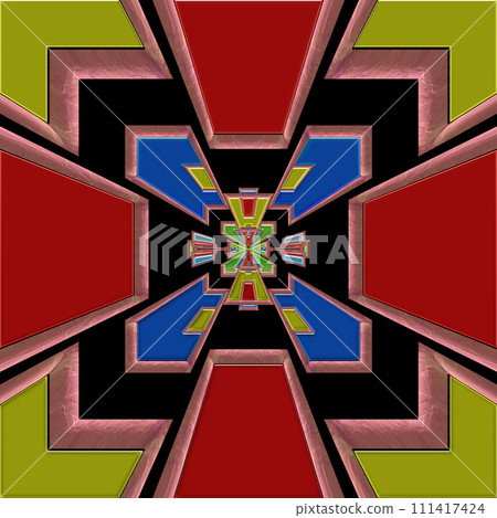 3D render metallic ornament background tile 3D render metallic ornament background tile 111417424