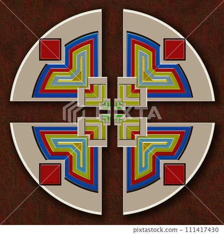 3D render metallic ornament background tile 111417430