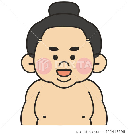 相撲選手面向前方並給予解釋的插圖 111418396