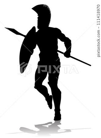 Spartan Silhouette Gladiator Trojan Greek Warrior 111418970