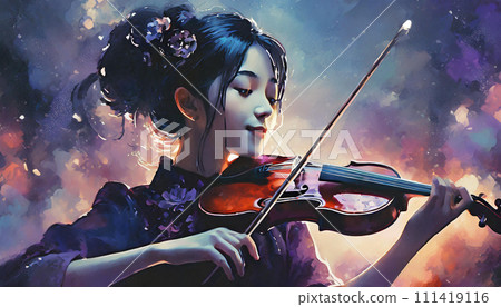 A woman playing a violin 111419116