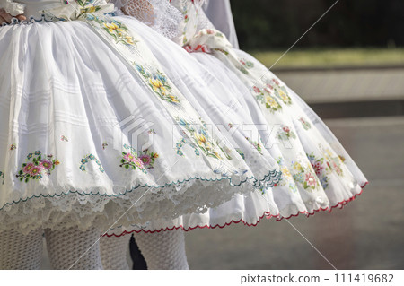 Detail of folk costume, Rakvice, Southern Moravia, Czech Republic 111419682