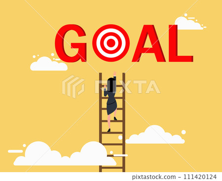 Ladder of success to reach goal or target, ambition or aspiration concept. 111420124