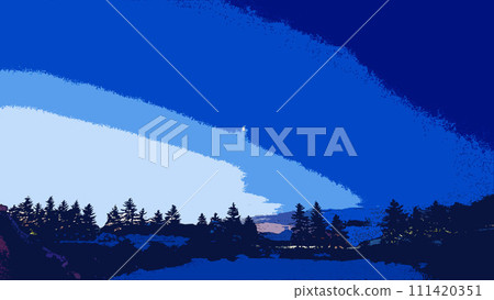 Hokkaido scenery February dawn and moon 111420351