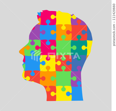 Man head made puzzle pieces. Strategy, education Man head made puzzle pieces. Strategy, education 111420660