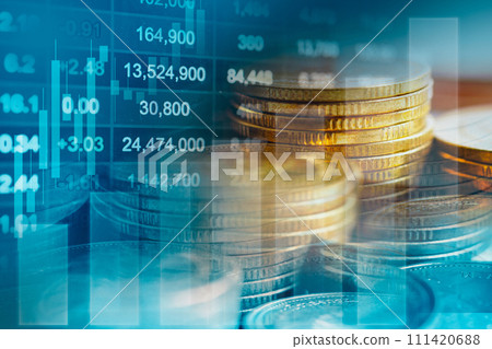 Stock market finance business, economy trend graph digital technology. 111420688