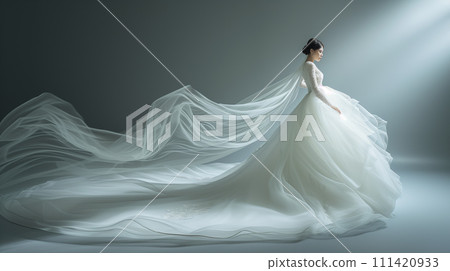 Woman in white wedding dress generative ai 111420933