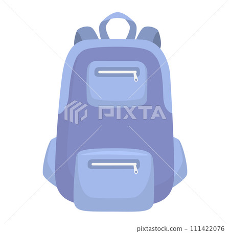 Blue school backpack isolated white. Simple rucksack students, back school education supplies vector illustration 111422076