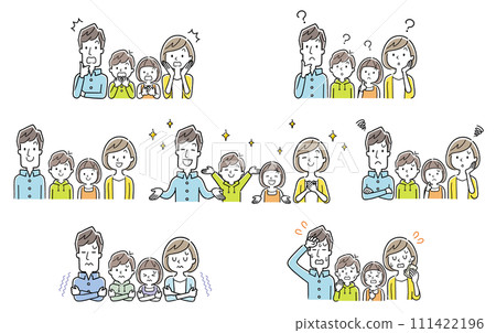 向量插畫素材：各種情況下的家庭設置 111422196
