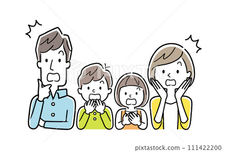 向量插畫素材:表情驚訝的四口之家 向量插畫素材:表情驚訝的四口之家 111422200