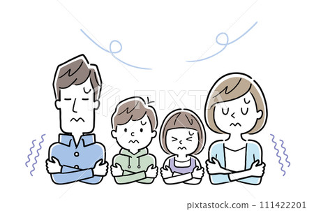 向量插畫素材:凍得瑟瑟發抖的一家四口 向量插畫素材:凍得瑟瑟發抖的一家四口 111422201