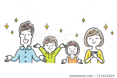 Vector illustration material: A family of four expressing a refreshing and comfortable expression 111422204