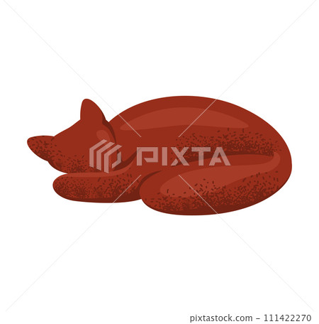 Red cat sleeping peacefully, cute cozy nap time, relaxed pet resting. Domestic animal comfort, lazy feline, home relaxation vector illustration 111422270