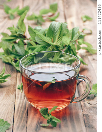 Herbal fresh tea with mint . Herbs healthy green tea. A drink to strengthen the immune system. tea. 111422456